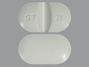 Theophylline Er: Esto es un Tableta Er 12 Hr imprimido con G7 21 en la parte delantera, nada en la parte posterior, y es fabricado por None.