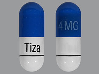 This is a Capsule imprinted with 4MG on the front, Tiza on the back.