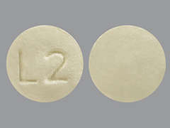 This is a pale yellow round Tablet imprinted with L2 on the front, nothing on the back, and is manufactured by NORTHSTAR RX LL.