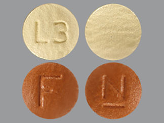 This is a Tablet imprinted with L3 or F on the front, N on the back.