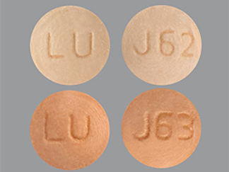 This is a Tablet imprinted with LU on the front, J63 or J62 on the back.