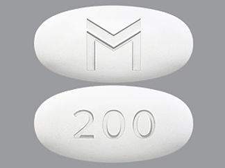 This is a Tablet imprinted with 200 on the front, M on the back.