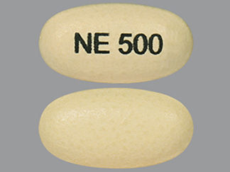 This is a Tablet Immediate D Release Biphase imprinted with NE 500 on the front, nothing on the back.