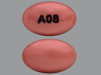 This is a Capsule imprinted with A08 on the front, nothing on the back.