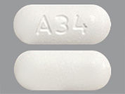 Butalbital W/Acetaminophen: This is a Tablet imprinted with A34 on the front, nothing on the back.