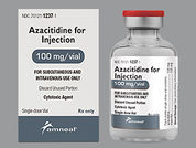 Azacitidine: Esto es un Vial imprimido con nada en la parte delantera, nada en la parte posterior, y es fabricado por None.