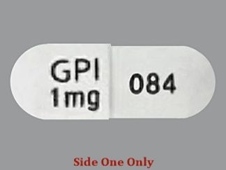 This is a Capsule imprinted with GPI  1mg on the front, 084 on the back.