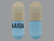 Thiothixene: This is a Capsule imprinted with AA10A on the front, nothing on the back.