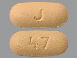 This is a Tablet imprinted with J on the front, 47 on the back.