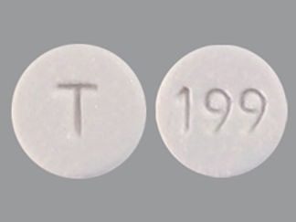 This is a Tablet imprinted with T on the front, 199 on the back.