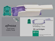 Afrezza: Esto es un Cartucho Con Inhalador imprimido con nada en la parte delantera, nada en la parte posterior, y es fabricado por MANNKIND CORPOR.