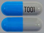 Dexlansoprazole Dr: Esto es un Cápsula LP Bifásico gris claro oblongo imprimido con T001 en la parte delantera, nada en la parte posterior, y es fabricado por TWI/UPSHER.