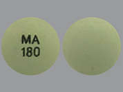 Mycophenolic Acid: Esto es un Tableta LP verde lima redondo imprimido con MA  180 en la parte delantera, nada en la parte posterior, y es fabricado por ASCEND LABORATO.