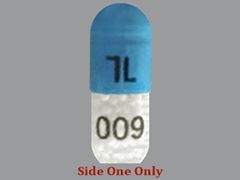 This is a clear oblong Capsule Dr imprinted with Logo on the front, 009 on the back, and is manufactured by AVET PHARMACEUT.