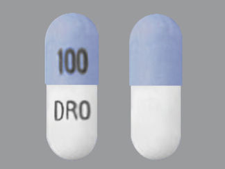 This is a Capsule imprinted with 100 on the front, DRO on the back.