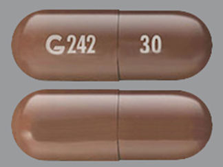 This is a Capsule imprinted with G 242 on the front, 30 on the back.