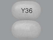 Lamotrigine: This is a gray oblong Tablet Er 24 Hr imprinted with Y36 on the front, nothing on the back, and is manufactured by CAMBER PHARMACE.