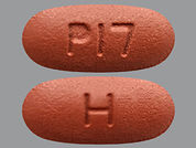 Pirfenidone: This is a Tablet imprinted with P17 on the front, H on the back.