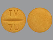 Sulfasalazine: This is a Tablet imprinted with TV  7U on the front, nothing on the back.