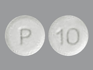 This is a Tablet imprinted with P on the front, 10 on the back.