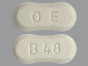 Conjupri: Esto es un Tableta imprimido con OE en la parte delantera, B48 en la parte posterior, y es fabricado por None.
