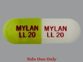 Esto es un Cápsula imprimido con MYLAN  LL 20 en la parte delantera, MYLAN  LL 20 en la parte posterior, y es fabricado por None.