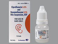Ciprofloxacin-Dexamethasone 0.3%-0.1% (package of 7.5 final dosage formml(s)) Suspension Drops