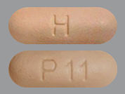 Posaconazole: This is a Tablet Dr imprinted with P11 on the front, H on the back.