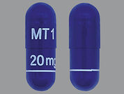 Tasimelteon: This is a Capsule imprinted with MT1 on the front, 20 mg on the back.