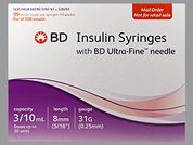 B-D Insulin Syringe: Esto es un Jeringa Empty Disposable imprimido con nada en la parte delantera, nada en la parte posterior, y es fabricado por None.