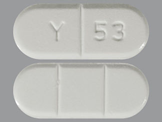 This is a Tablet imprinted with Y 53 on the front, nothing on the back.