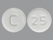 Chlorthalidone: This is a Tablet imprinted with C on the front, 25 on the back.