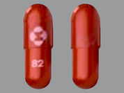 Lagevrio (Eua): This is a Capsule imprinted with Logo on the front, 82 on the back.