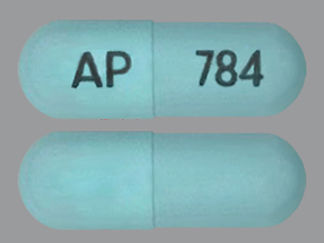 This is a Capsule imprinted with AP on the front, 784 on the back.