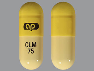 This is a Capsule imprinted with logo on the front, CLM  75 on the back.