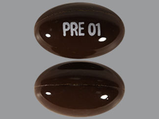 This is a Capsule imprinted with PRE 01 on the front, nothing on the back.