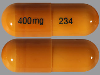 This is a Capsule imprinted with 400 mg on the front, 234 on the back.