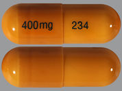 Gabapentin: This is a Capsule imprinted with 400 mg on the front, 234 on the back.
