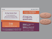 Eliquis: This is a Tablet Dose Pack imprinted with 894 on the front, 5 on the back.