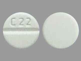 This is a Tablet imprinted with C22 on the front, nothing on the back.