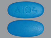 Pregabalin Er: This is a blue oval Tablet Er 24 Hr imprinted with logo and 104 on the front, nothing on the back, and is manufactured by ADVAGEN PHARMA.