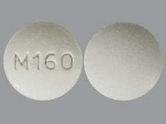This is a white round Tablet Chewable imprinted with M160 on the front, nothing on the back, and is manufactured by METHOD PHARMACE.