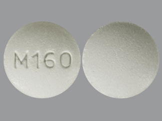 This is a Tablet Chewable imprinted with M160 on the front, nothing on the back.