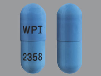 This is a Capsule Er 24 Hr imprinted with WPI on the front, 2358 on the back.