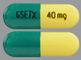 This is a Capsule Er Multiphase 24hr imprinted with GSETX on the front, 40 mg on the back.