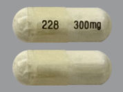 Methsuximide: This is a Capsule imprinted with 228 on the front, 300mg on the back.