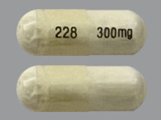 This is a Capsule imprinted with 228 on the front, 300mg on the back.