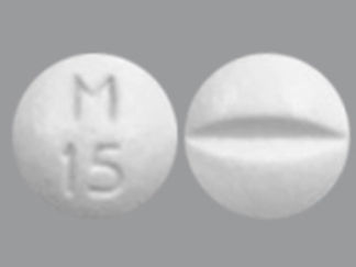 Esto es un Tableta imprimido con M 15 en la parte delantera, nada en la parte posterior, y es fabricado por None.