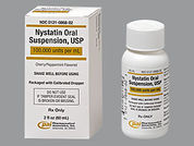 Nystatin: Esto es un Suspensión Oral imprimido con nada en la parte delantera, nada en la parte posterior, y es fabricado por None.