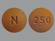 Gefitinib: This is a Tablet imprinted with 250 on the front, N on the back.